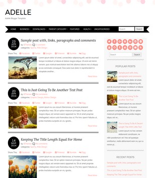 Pink Blog Emplae Adelle Pink Blogger Template 2018 Free Themes