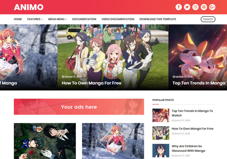 Animo Blogger Template is an latest seo friendly and unique fastest blogging theme that comes with an anime based concept design with fully responsive features