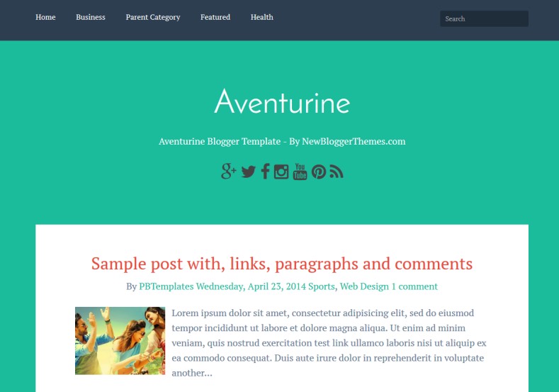 Aventurine Simple Blogger Template. free blogger templates 2015