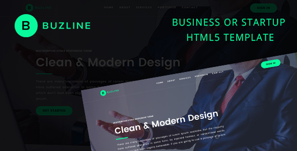 BUZLINE HTML5 Responsive Startup Template