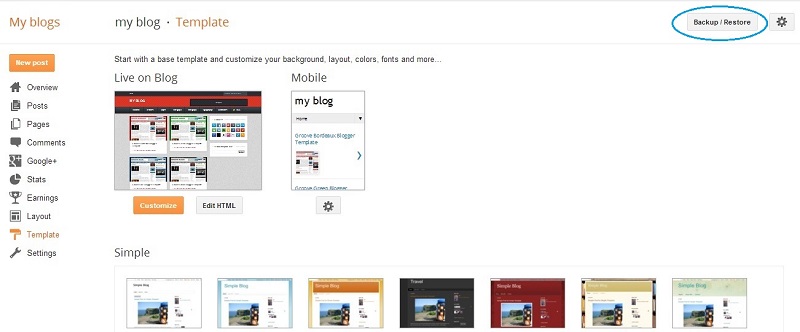 Backup and restore in blogger- How to install a Blogger Template 2013