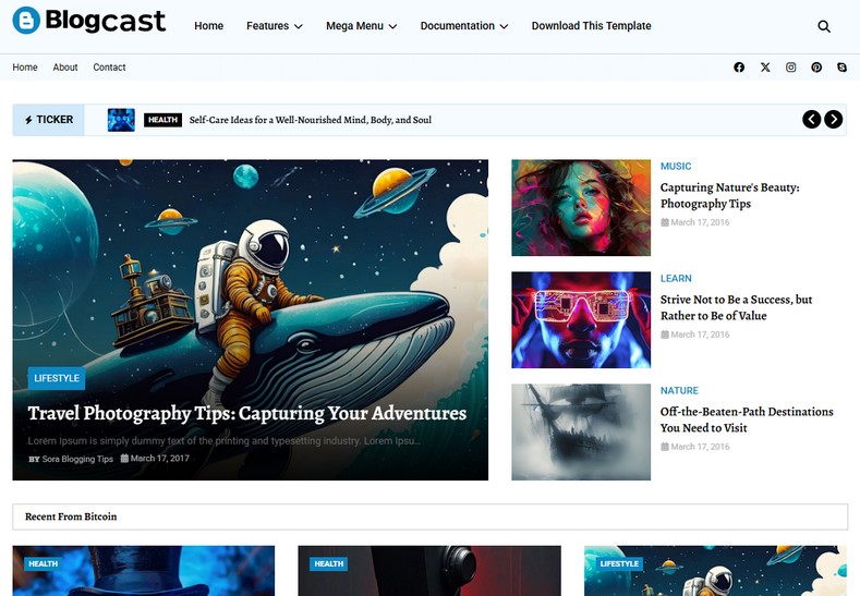 Blogcast Blogger Template is a professionally designed theme with presents a clean, modern, magazine-style layout ideal for bloggers and content creators.