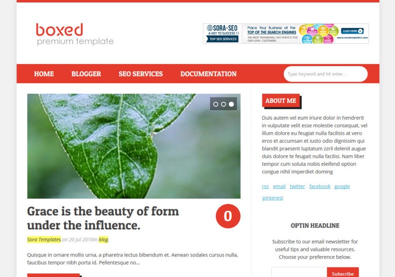 Boxed Responsive Blogger Template is a clean and elegant looking blogspot theme designed specifically for great bloggers,