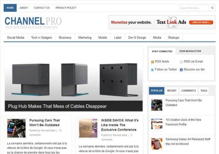 ChannelPro Blogger Template 2014 Free Download