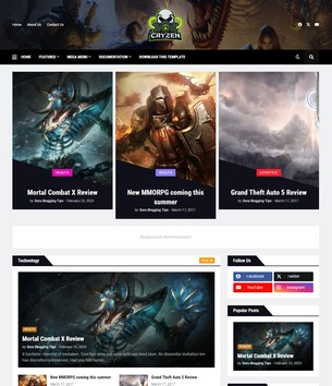 Game Review Website Templates