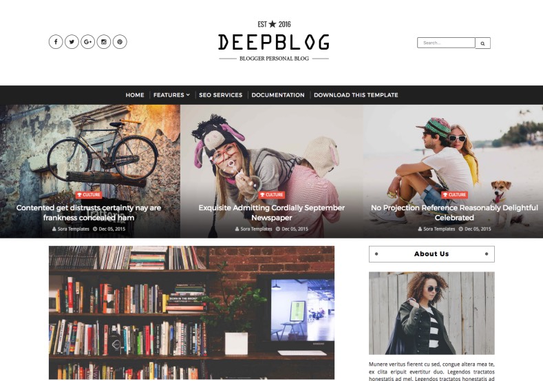 Deep Blog Blogger Template. Template designed from sora. Distributed by gooyaabi. This blogger template specially designed for who want build magazine blog with blogspot. Deep Blog Blogger Template.