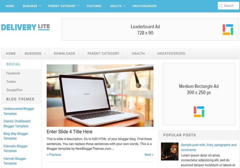 Delivery Lite Responsive Blogger Template