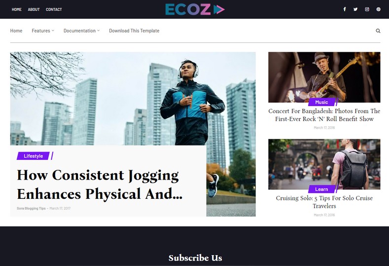 Ecoz Blogger Template is a cutting-edge and innovative blogspot theme, with a highly intuitive design that caters to the modern needs of bloggers and blog owners.