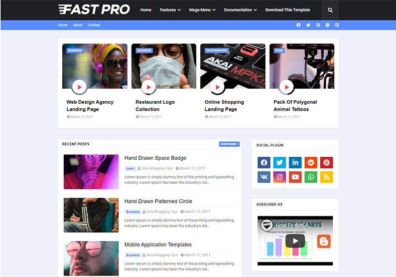 FastPro Blogger Template is a highly seo optimized fast loading blogspot theme with all the latest and upgraded features.