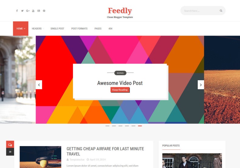 Feedly Blogger Template. Best and high quality free blogger templates 2016 for magazine and blogging blogger blog. Download best quality Feedly Blogger Template from gooyaabi templates.