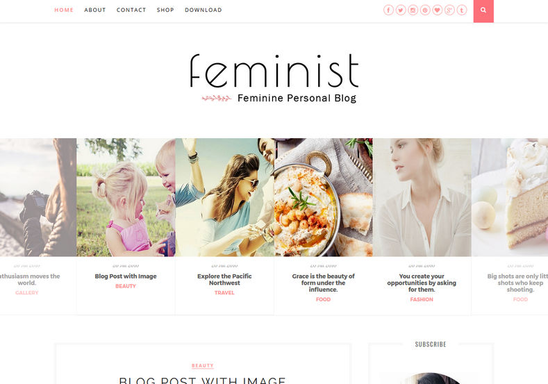 Feminist Blogger Template for girl and fashion bloggers. well designed and nice looking Feminist Blogger Template