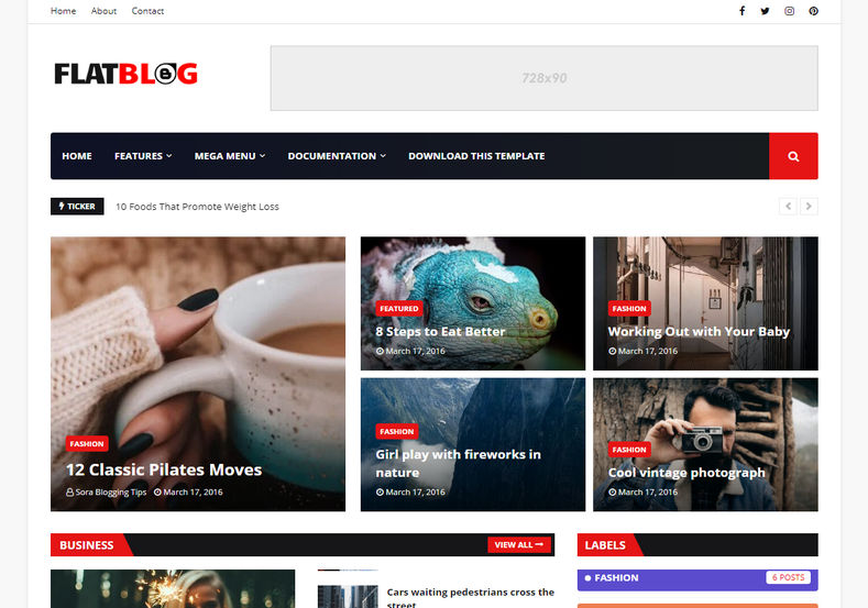 FlatBlog Blogger Template is a futuristic and amazingly seo coded design with news magazine blogger theme and simple white layout