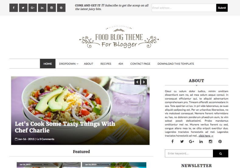 Food Blog Blogger Template specially made for food, restaurant, hotels and cooking niche blogs. Download free from gooyaabitemplates. Food Blog Blogger Template.