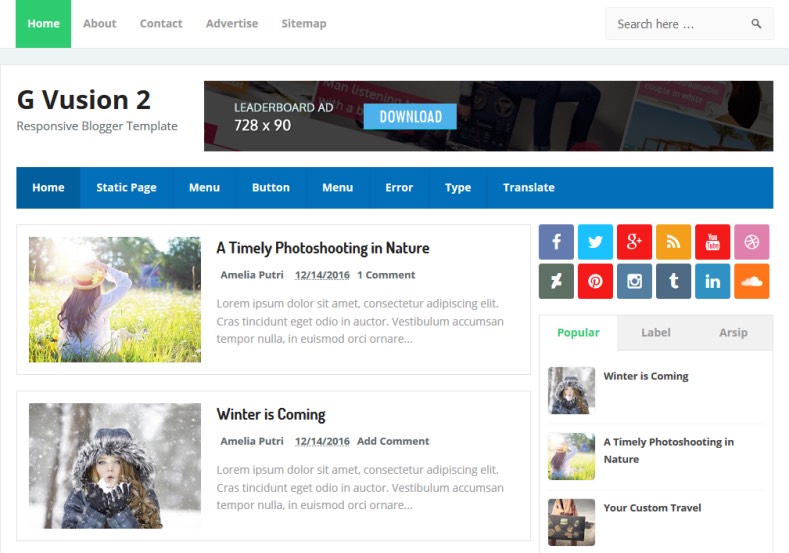 Download Template G Vusion 2 Blogger Gratis Full Version 2016