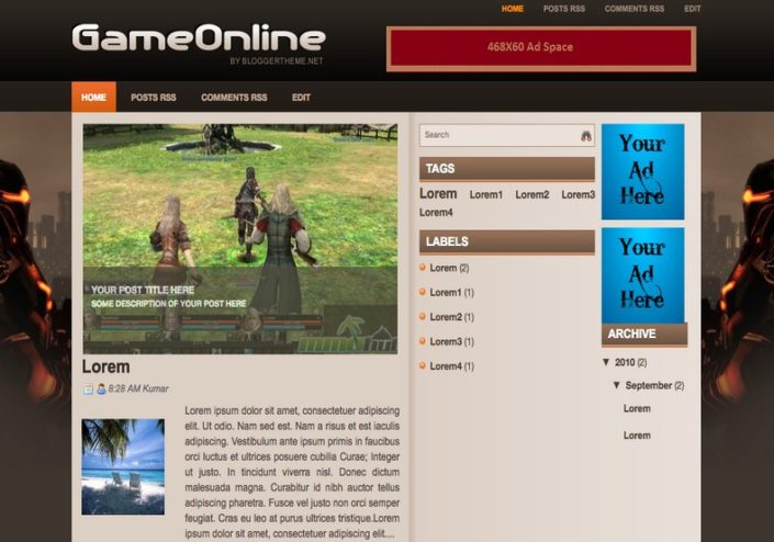 Game Online Blogger Template 2014 Free Download