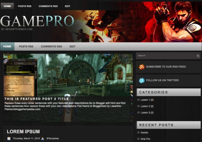 Game Pro Blogger Template 2014 Free Download