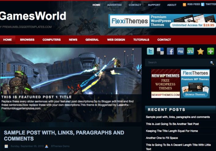 Games World Blogger Template 2014 Free Download