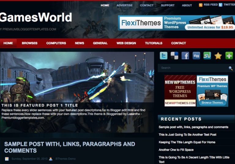 Games World Blogger Template 2014 Free Download