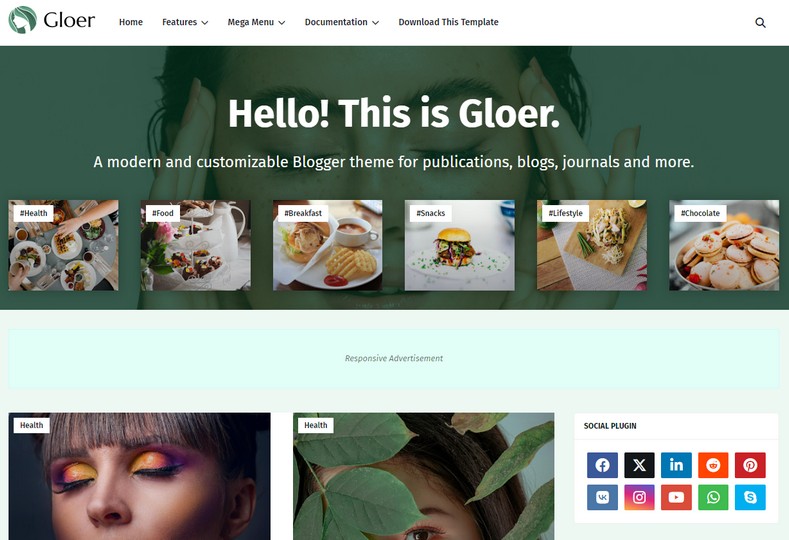 Gloer Blogger Template is a classic and attractive Beauty Blogspot Theme. It is perfect for any kind of niece like a fitness blog, dieting blog, online beauty tips and fashion related, etc.