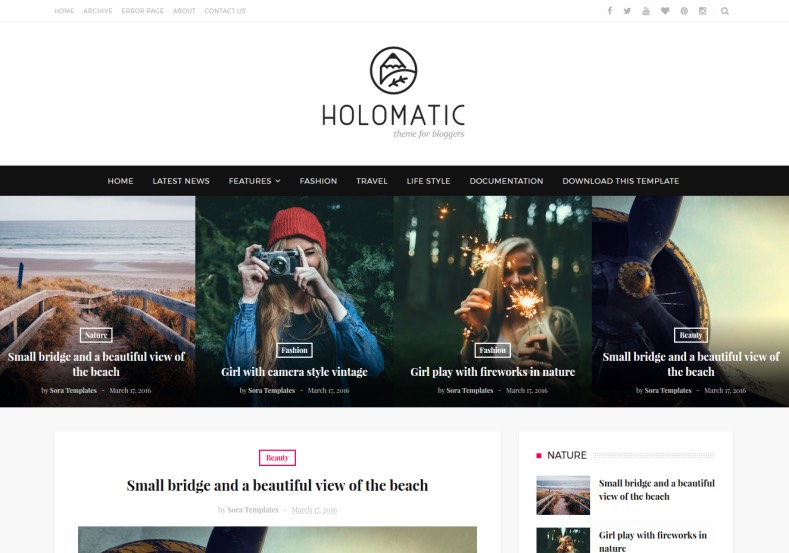 Holomatic Blogger Template. Blogger template for photographers, online magazine blogs, fashion and girls blogs. Stunning design blogger template for renovating blogger blog. Holomatic Blogger Template
