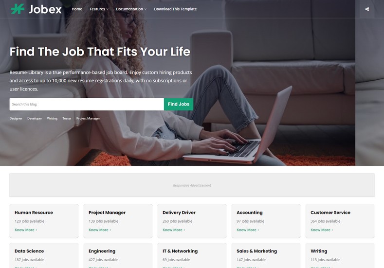 Jobex Blogger Template is an perfect choice for creating job portal website on the blogspot platform due to its excellent features and design elements.