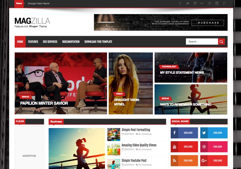 Mag Zilla Blogger Template. Free blogger template for magazine blogs and more. Best multipurpose Mag Zilla Blogger Template. Download latest templates for free.