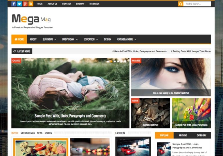 Mega Mag Blogger Template - Premium blogger templates