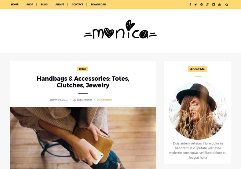 Monica Clean Blogger Template free and new fashion and girl lifestyle Monica Clean Blogger Template 2017