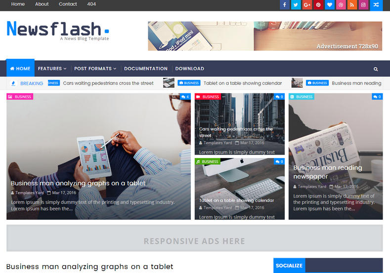 Newsflash Blogger Template is a fast loading and best blogger theme for every niche specially news and blogging