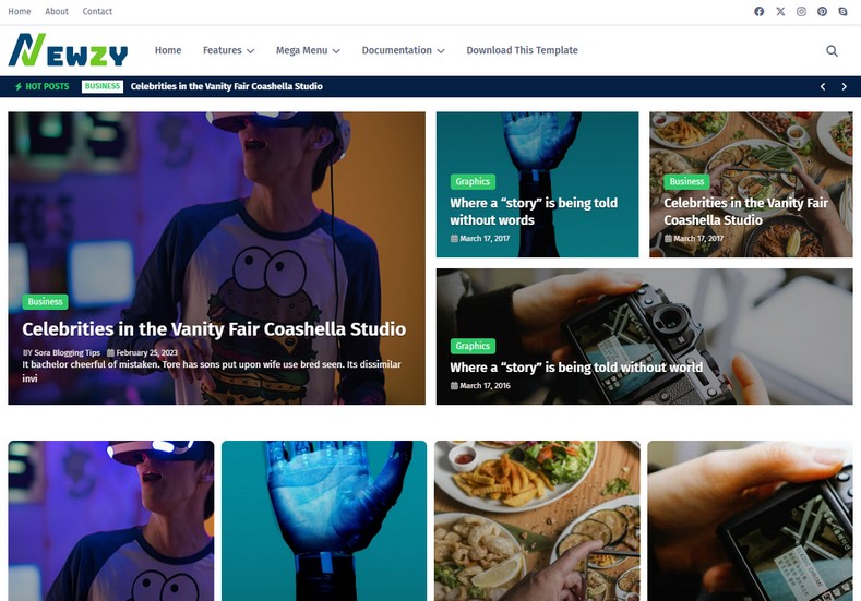 Newzy Blogger Template is a stylish and modern news-style theme designed to showcase a large amount of content in an organized way.