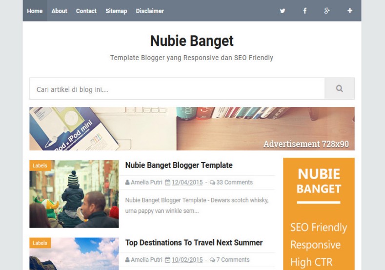 Nubie Banget Blogger Template. Beautiful new blogger themes for your blogger blog. download from gooyaabitemplates. Lates free responsive Nubie Banget Blogger Template free.