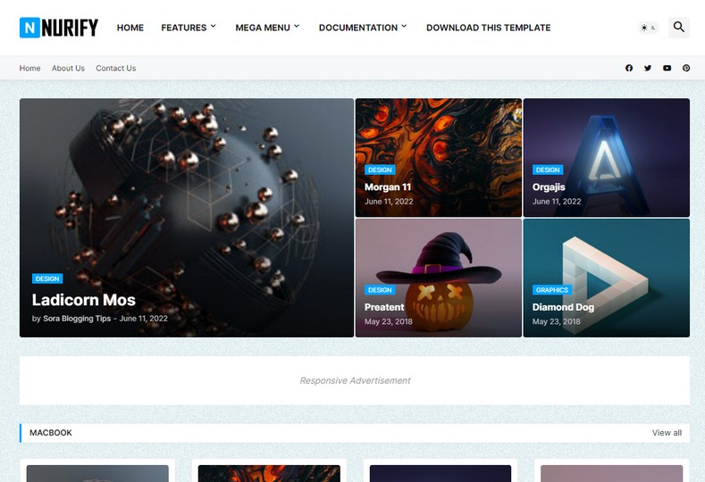 Nurify Blogger Template comes with an excellent fresh design. This theme is compatible with blog niches like Tech, Crypto, NFT (Non-fungible token), and many others.