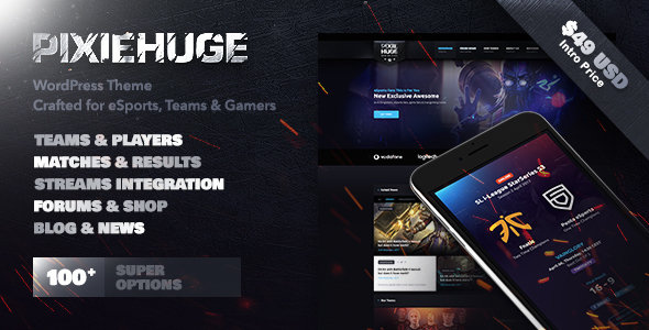 PixieHuge | eSports Gaming Theme For Clans & Organizations