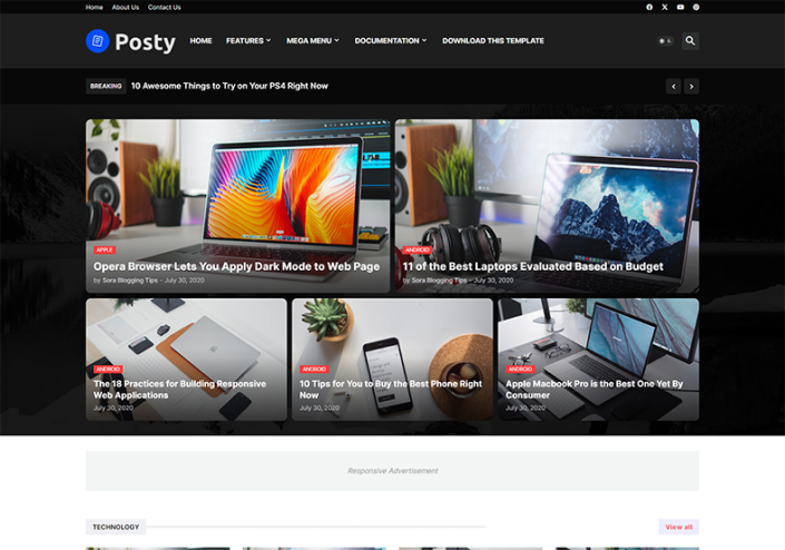 Possty Posty Blogger Template • Blogspot Templates 2025