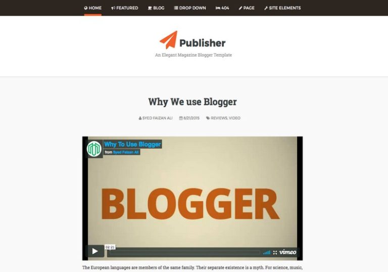 Publisher Blogger Template