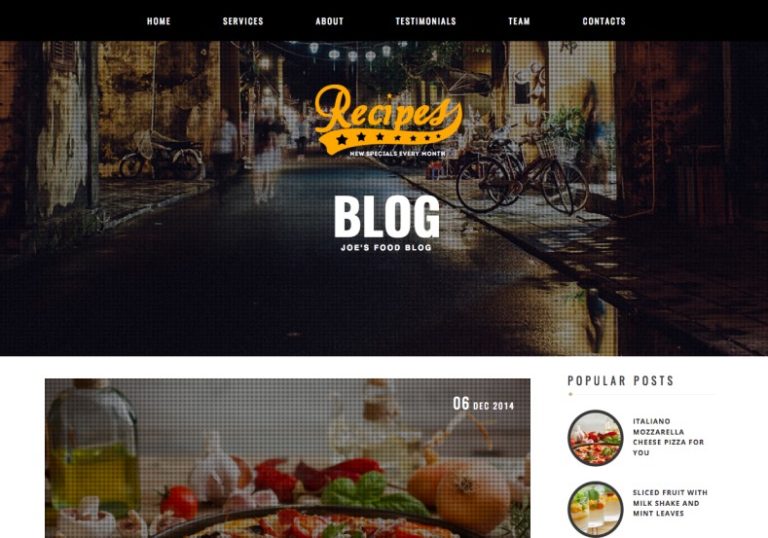 Responsive Recipes Blogger Template Free Themes