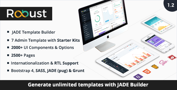 Robust - Responsive Bootstrap 4 Admin Template + Jade Builder