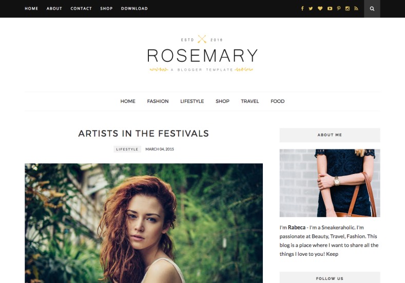 Rosemary Minimal Blogger Template. Minimal deigns is fashion in nowadays. Get free blogger templates 2016 and make your blogger blog with minimal design. Rosemary Minimal Blogger Template.