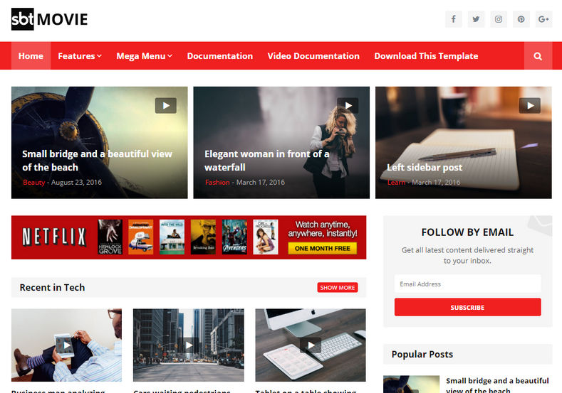 SBT Movie Blogger Template is an amazingly designed responsive blogspot theme that has unique look and premium fast loading seo friendly features.