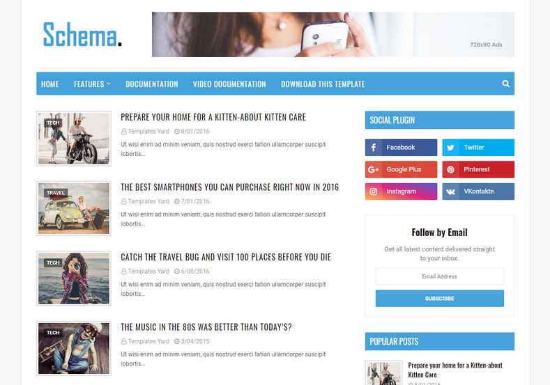 Schema Blogger Template is a clean, attractive, elegant and super simple niche blogging blogspot theme easy to customize suitable for micro niche blogs.