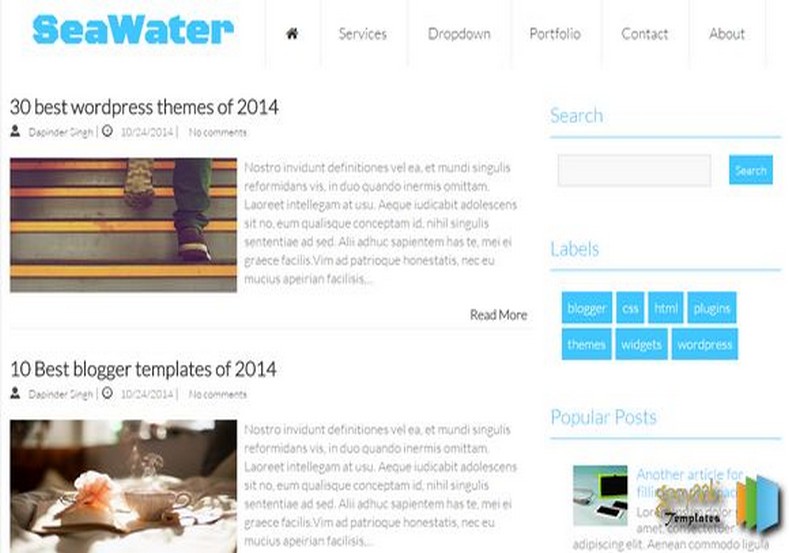 SeaWater Blogger Template magazine blogspot template for 2015