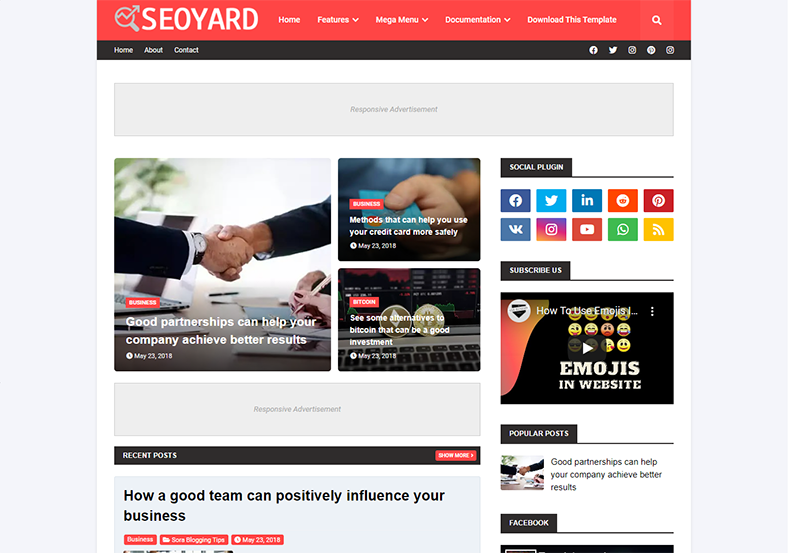 SeoYard Blogger Template is a clean and fast loading blogging blogspot theme with latest seo features and fast loading speed