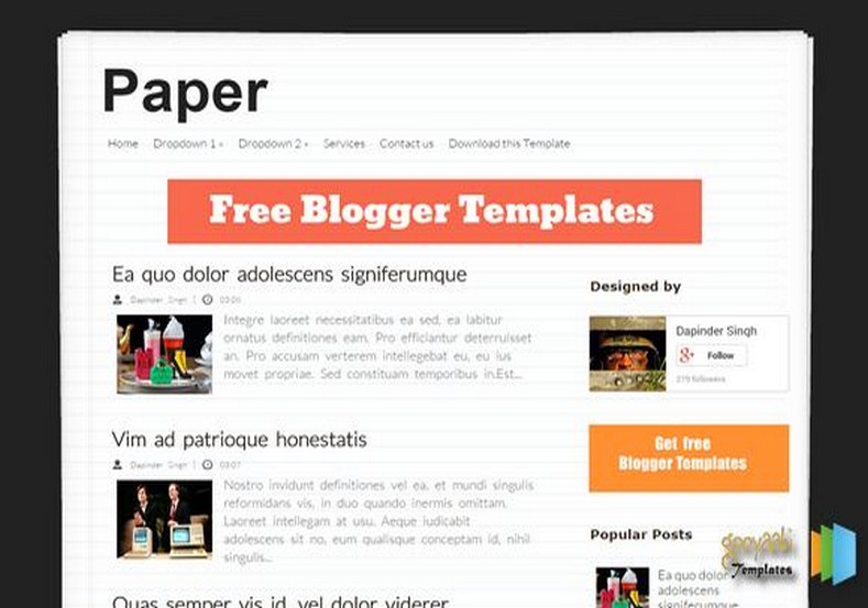 Shuffled Paper Blogger Template free themes for blogspot