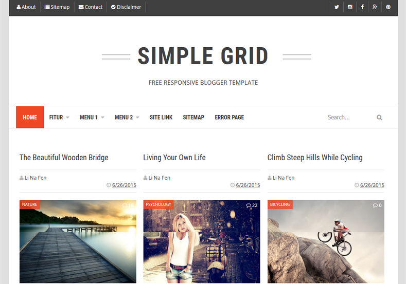 Simple Grid Blogger Template blogspot themes for blogger and blogspot blogs Simple Grid Blogger Template 2018