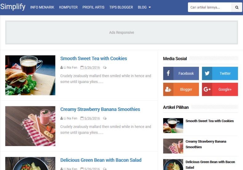 simplify-2-blogger-template. Download free blogger templates with responsive ads ready for revenue with your blogger blog. Simple and nice looking template. simplify-2-blogger-template.