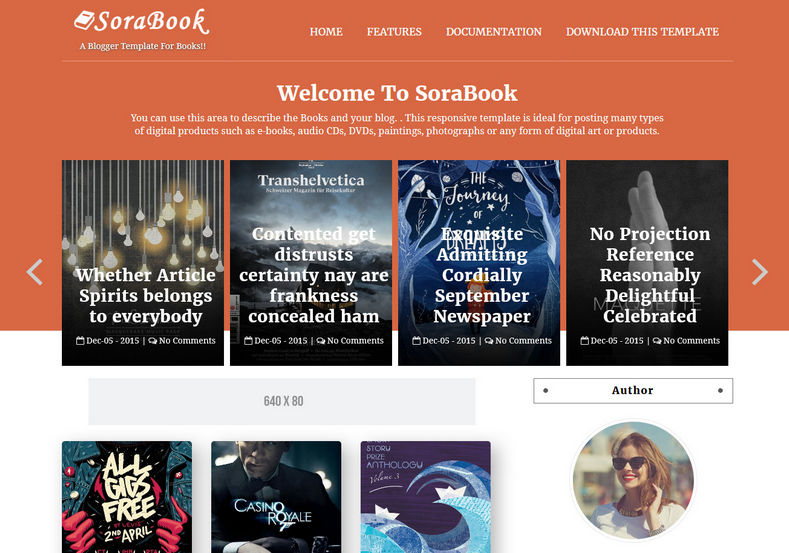 Sora Book Blogger Template is one of the best book store free blogger templates in 2017 for blogger