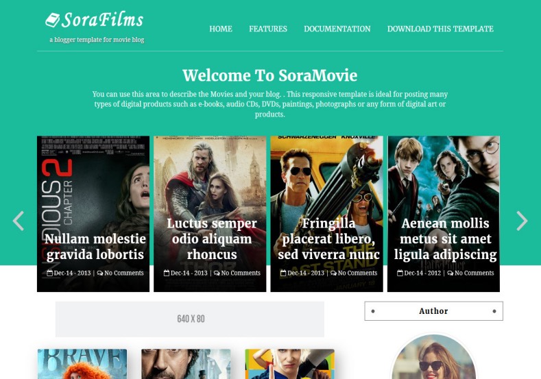 Sora Films Blogger Template. Best free blogger templates 2017 for films industries and video blogs. Blogger can write and publish movie review with this Sora Films Blogger Template.