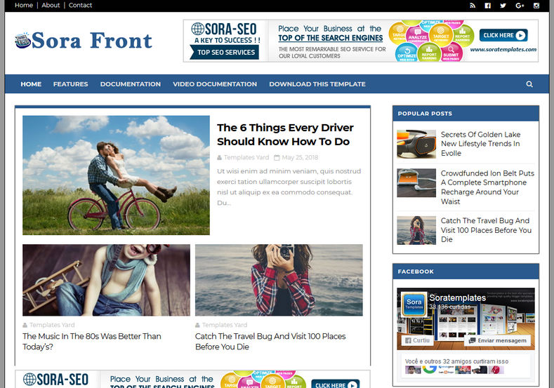 Sora Front Blogger Template Best Solution Informatica