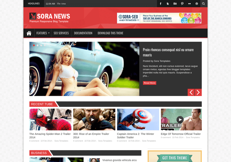 Sora News Responsive Blogger Template is a browser compatible magazine fast loading theme perfect for tech, food, news, authority and multi niche bloggers