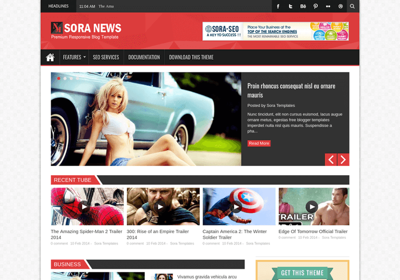 Sora News Responsive Blogger Template